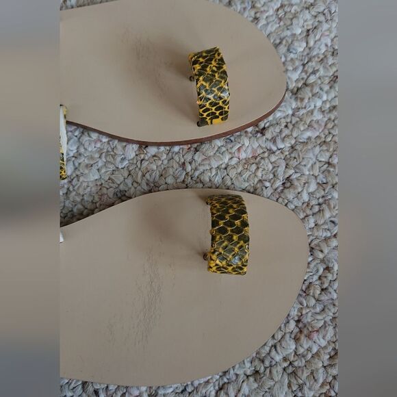 TIBI Cedric yellow Snake-Embossed Flat Sandals size 38 - Picture 6 of 12